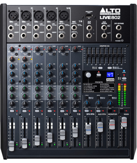LIVE802 Mixeur 8 canaux + effets