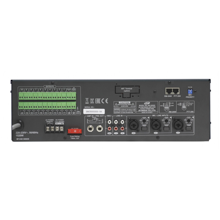 MZ-6000S  Amplificateur 20 zones 600 Watts  100 V