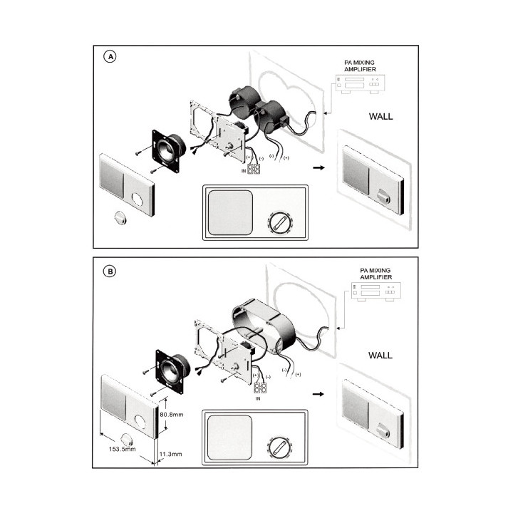 PAS 700T  Haut-parleur mural 6 - 3 - 1  Watts  100 V