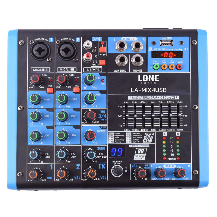 LA-MIX4USB   Table de  Mixage 4 canaux Bluetooth