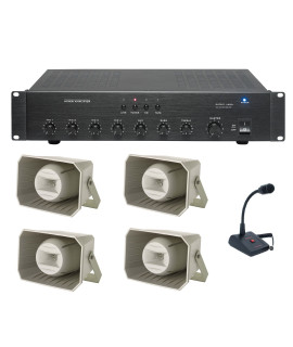 PACKPISCINE250 Pack sonorisation Amplificateur + 4 Projecteurs de son à pavillon
