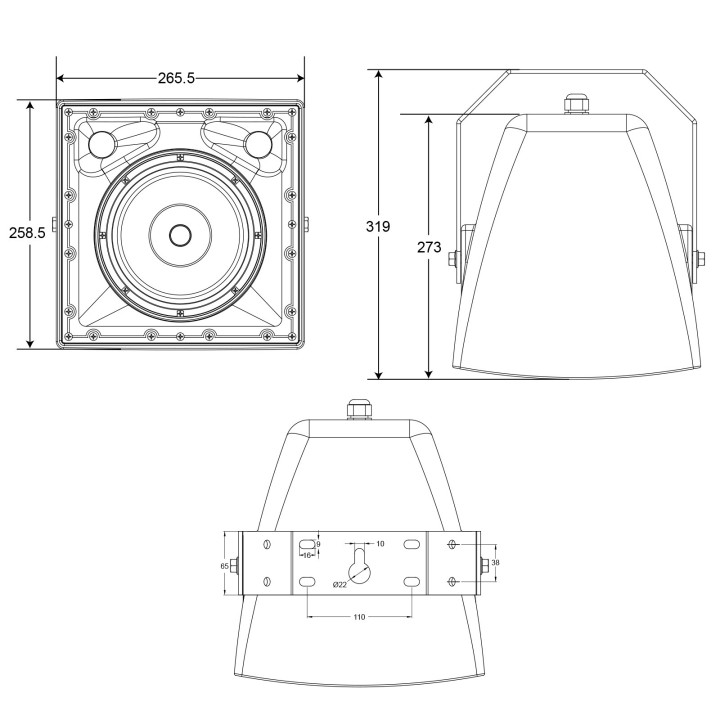 EXT106  Enceinte IP coaxiale 6.5"  100  Watts  100 V