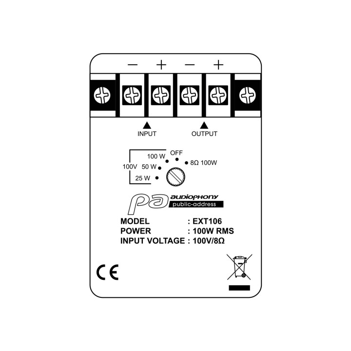 EXT106  Enceinte IP coaxiale 6.5"  100  Watts  100 V