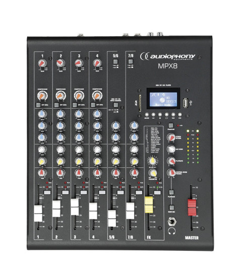 MPX8 Mixeur 8 canaux effets et lecteur USB SD BT
