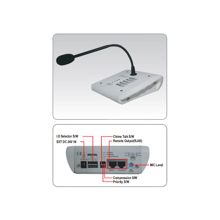 RM-400 Microphone pupitre 4 Zones pour MA 406 et MA 412