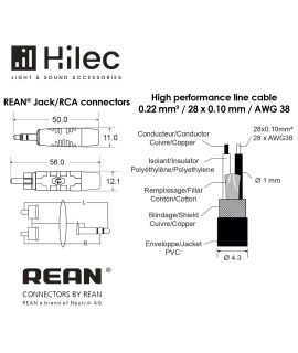 CLPROmJs2RCA/1.5 Cordon ligne mini jack RCA 1.5 m