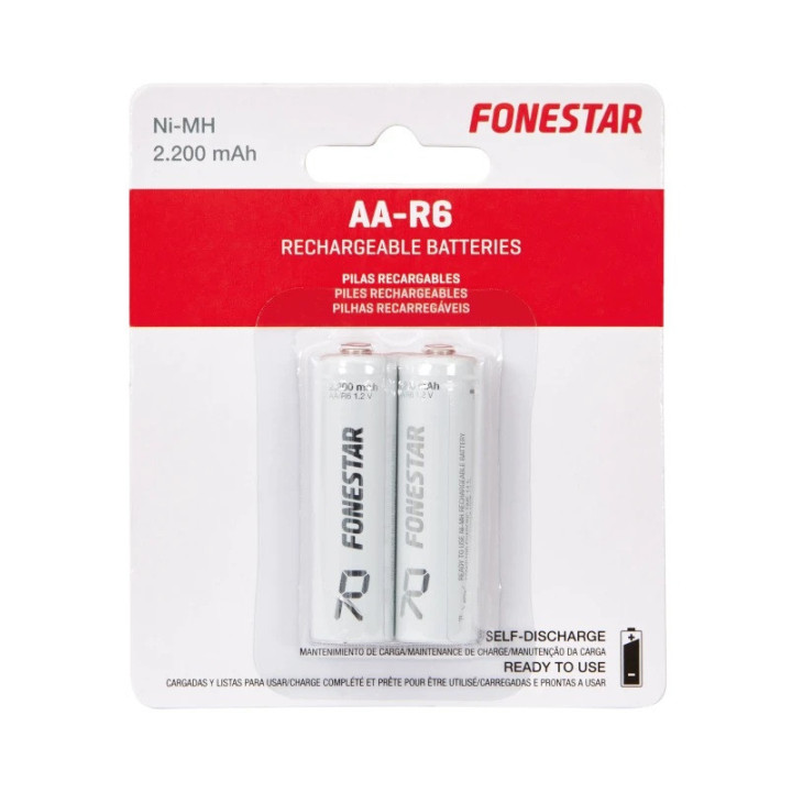 Blister  de 2 piles  rechargeables AA-R6 Ni-MH 2200 mAH