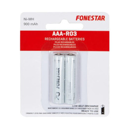 Blister  de 2 piles  rechargeables AAA-R03 Ni-MH 900 mAH
