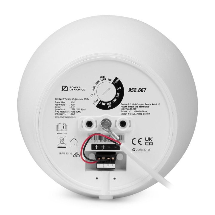 PURITY6W  Enceinte suspendue  40-20-10 Watts  100 V