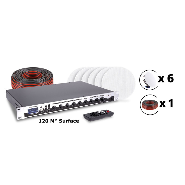 PACK120MEDIAPLAYER  Pack sonorisation surface jusqu'à 120 m²