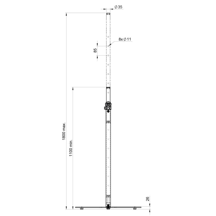 Hilec Stick-RW  Pied d'enceinte embase ronde  charge max 20 kg