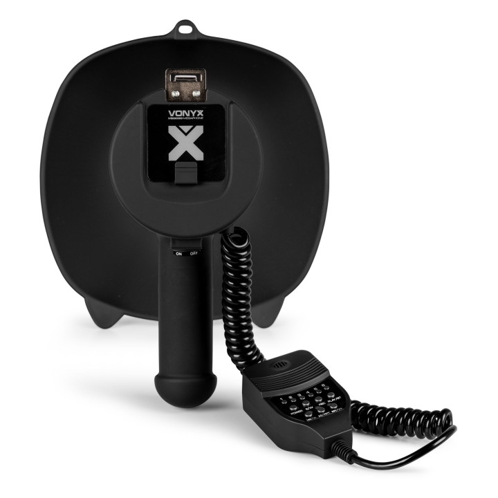 VONYX MEG090 Mégaphone 90 watts USB SD, BT sirène et micro, batterie