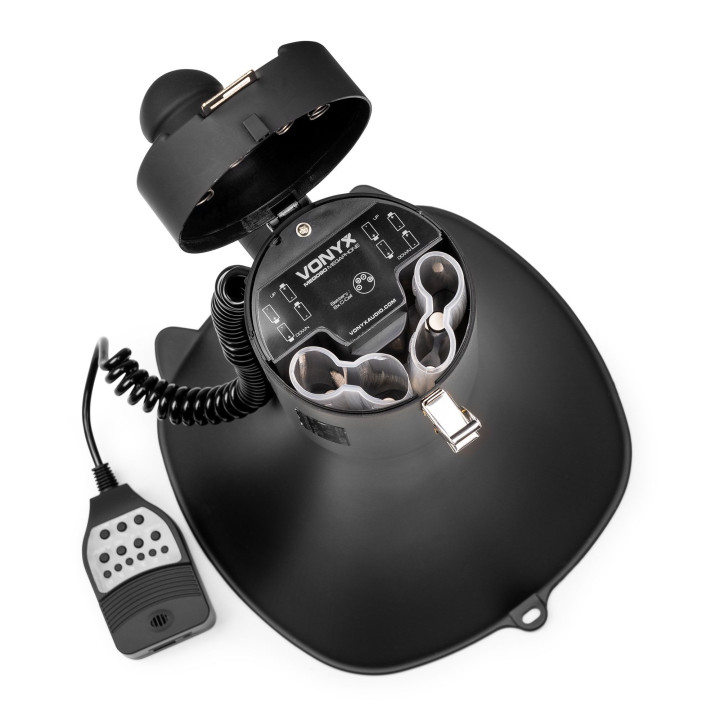 VONYX MEG090 Mégaphone 90 watts USB SD, BT sirène et micro, batterie