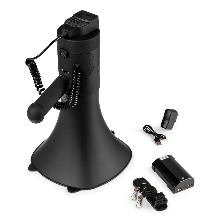 VONYX MEG090 Mégaphone 90 watts USB SD, BT sirène et micro, batterie