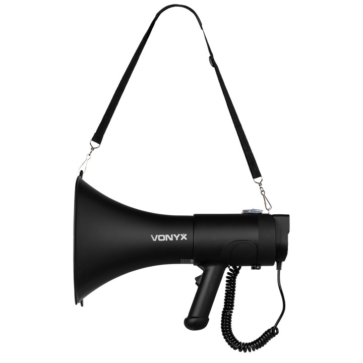 VONYX MEG090 Mégaphone 90 watts USB SD, BT sirène et micro, batterie