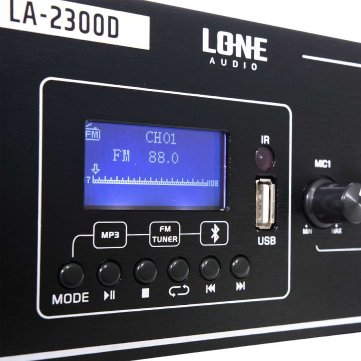 LA-2300D Amplificateur mélangeur Multimédia 2 x 300 Watts sous 8 ohms