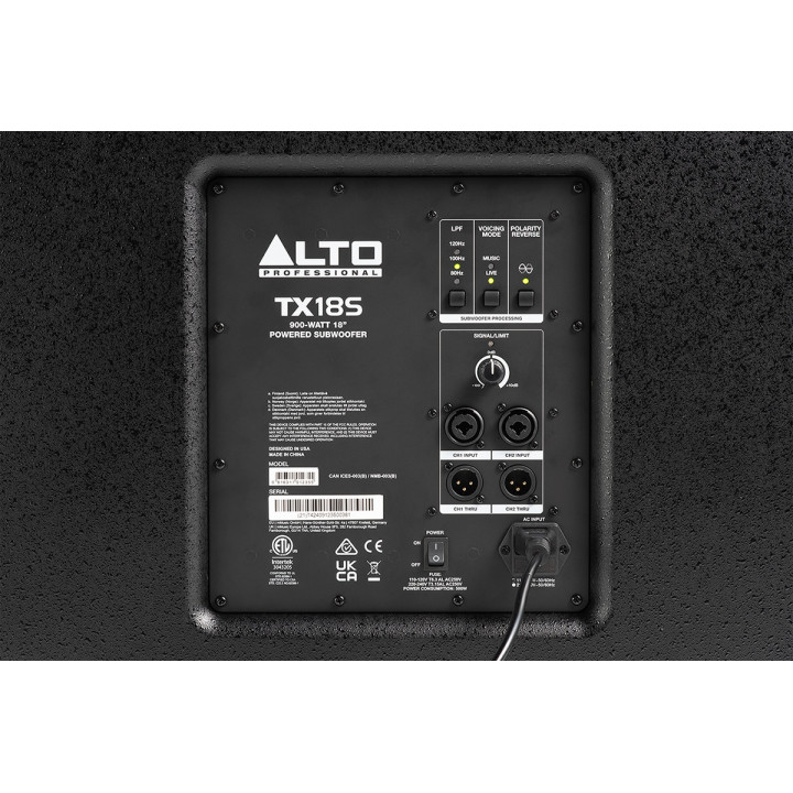 TX18S Subwoofer actif 900 Watts 18" DSP - ALTO PROFESSIONAL