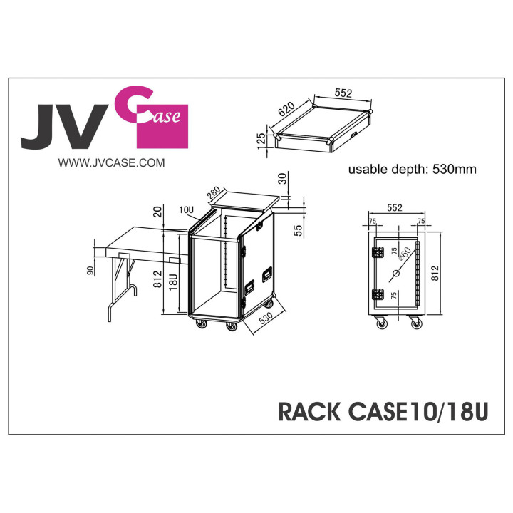 RACK CASE 10/18 U Rack-case régie pratique et polyvalent 19"